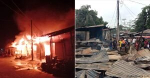 ভোলার ইলিশা জংশন বাজারে অগ্নিকান্ডে ১০টি দোকান পুড়ে গেছে